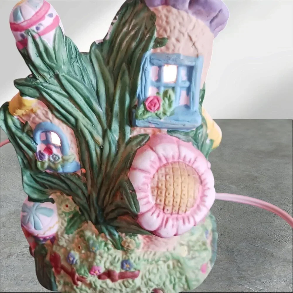 Cottontale Cottage Lighted Porcelain Bunny Flower Shop Figurine